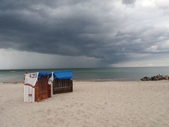 Scenic view of beach against sky