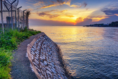 Scenic view of sea against sky during sunset