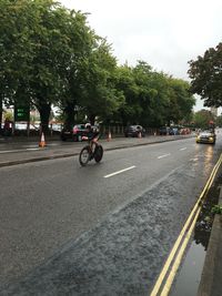 Cars parked on road