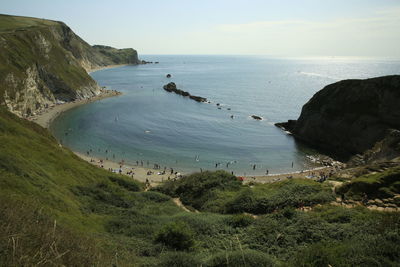 High angle view of sea against sky