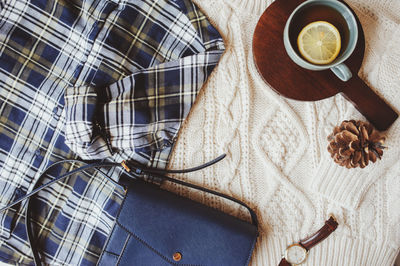 High angle view of coffee on table