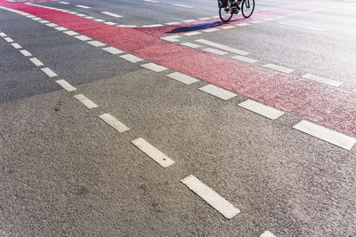 High angle view of zebra crossing on road