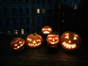 View of illuminated pumpkin at night