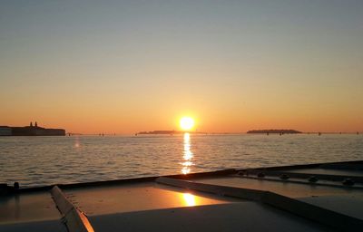 Scenic view of sea at sunset