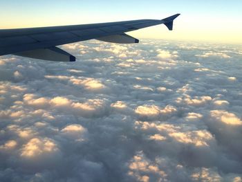 Cropped image of airplane flying over landscape