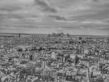 High angle shot of townscape against sky