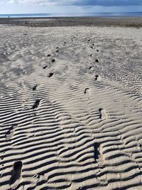 High angle view of sandy beach