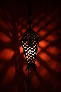 Low angle view of illuminated chandelier