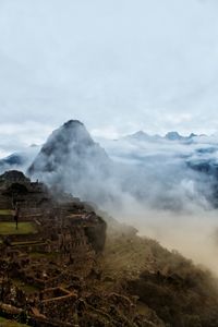 Scenic view of volcanic landscape against sky