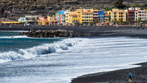 Waves rushing towards shore