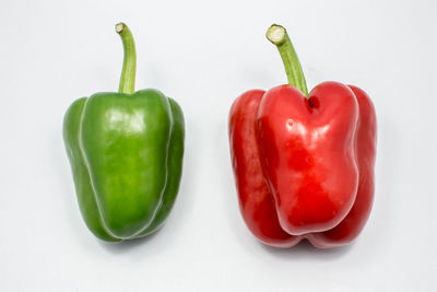 Close-up of bell peppers against white background