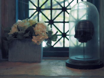 Close-up of flowers in vase on table