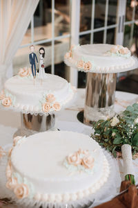 High angle view of cake on table