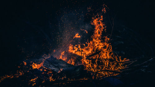 Bonfire against sky at night