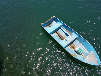 High angle view of boat in lake