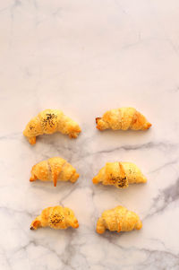 High angle view of cookies on table