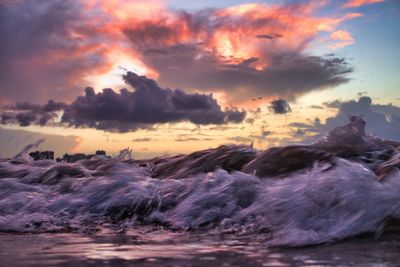 Scenic view of sea against sky at sunset