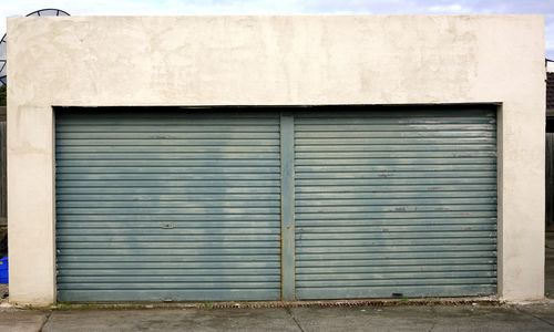 Closed shutter of building