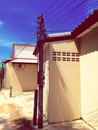 Low angle view of built structure against blue sky