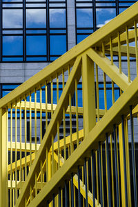 Low angle view of metallic railing