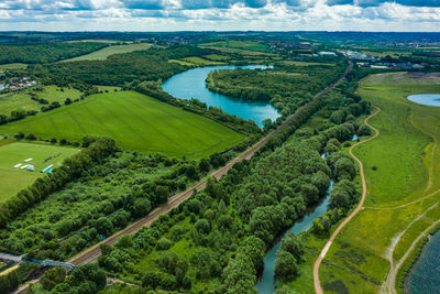 High angle view of agricultural field