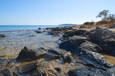 Scenic view of sea against clear sky