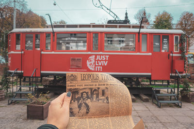 View of train on railroad track