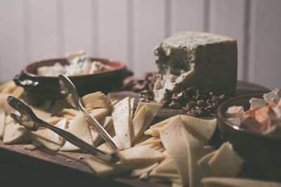 Close-up of ice cream in bowl on table