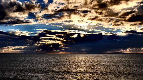 Scenic view of sea against cloudy sky