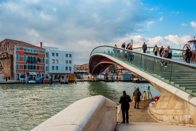 Pedestrian bridge of the constitution leading to the piazzale roma in venice italy.