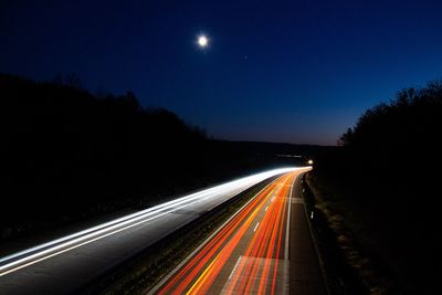 Light trails on highway at night