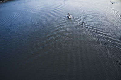 High angle view of boat in lake