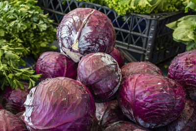 Close-up of strawberries in market