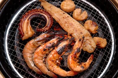 Seafood on barbecue