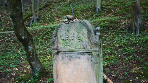 Stone sculpture in cemetery