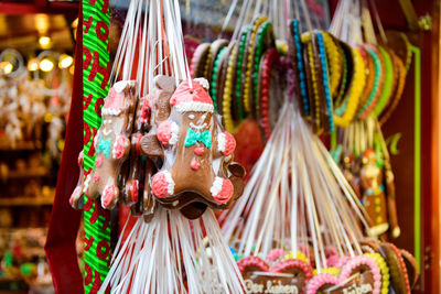 Close-up of cookies for sale in store