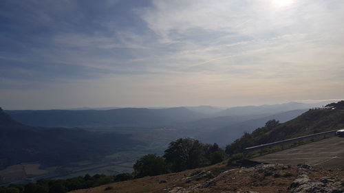 Scenic view of landscape against sky during sunset
