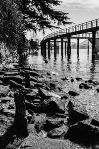 Bridge over river against sky