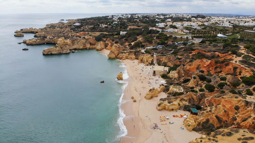 High angle view of buildings on beach