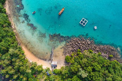 High angle view of people on beach