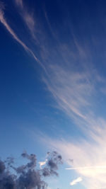 Low angle view of vapor trail in sky