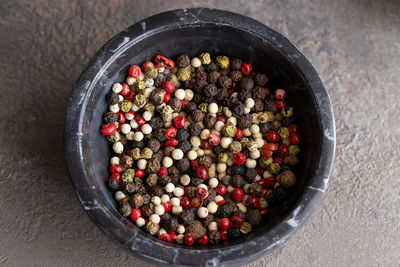 High angle view of fruits in bowl