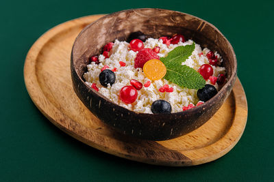 High angle view of food on table