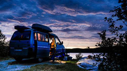 Train against sky during sunset