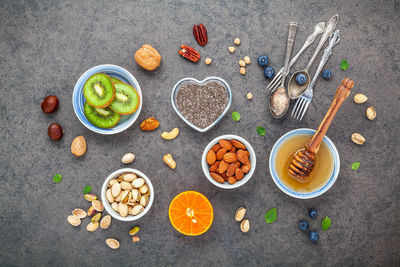 High angle view of ingredients on table