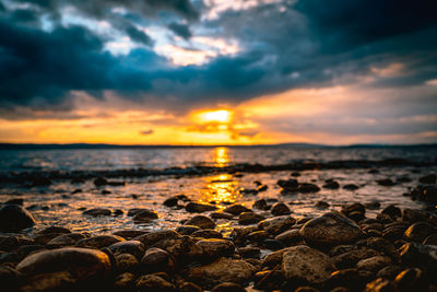 Scenic view of sea during sunset