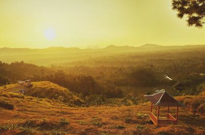 Scenic view of field against sky during sunset