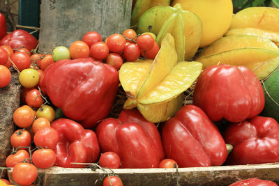 Tomatoes for sale at market stall