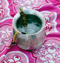 Close-up of tea cup on table