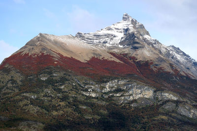 Mountain peak in the color of autumn, los glaciares national park, patagonia, argentina